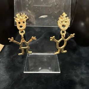 Gold Tone Abstract Boy and Girl